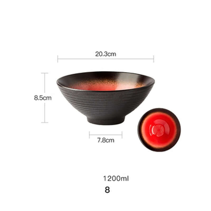 1200ml Ceramic Ramen Bowl Household Large Noddle Bowl Hand-painted Noddle  Soup Bowl with High-foot Design Threaded Design for Ramen Soup Kitchen