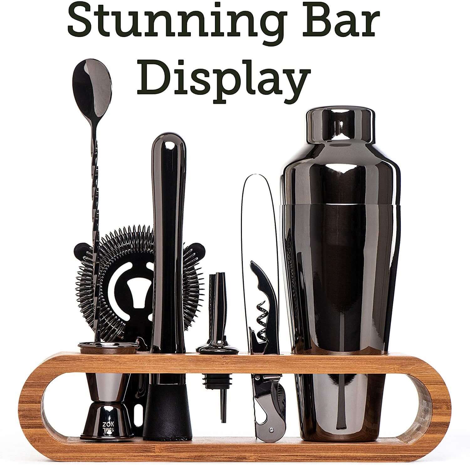 Mixology Bartender Kit with Stylish Bamboo Stand